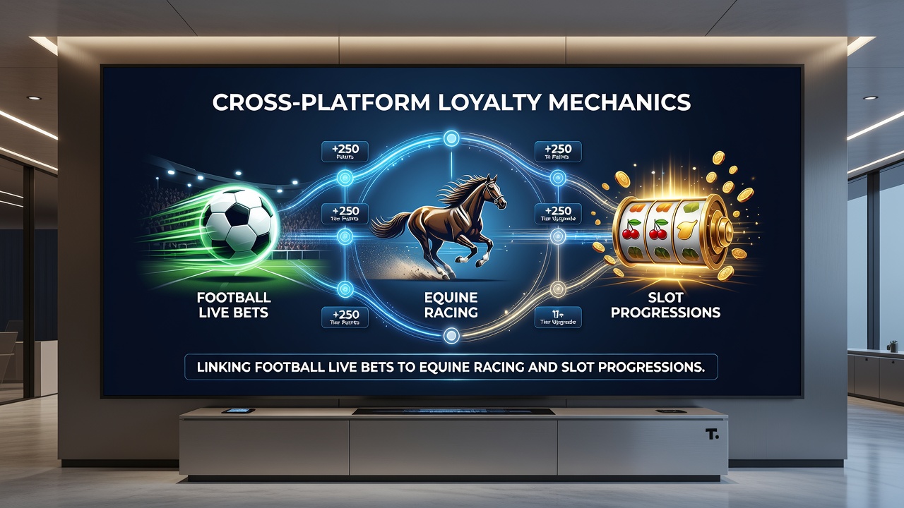 Secure transfer interface illustrating loyalty points moving from football and racing into slot progressions
