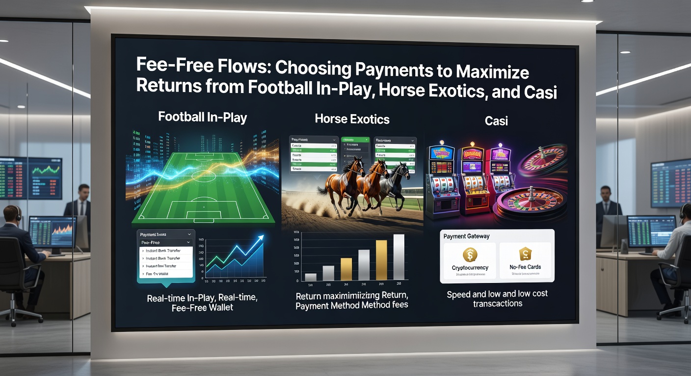Close-up of a mobile screen showing fee-free deposit confirmation during a live football in-play bet, with horse exotic tickets and progressive slot jackpots in the background