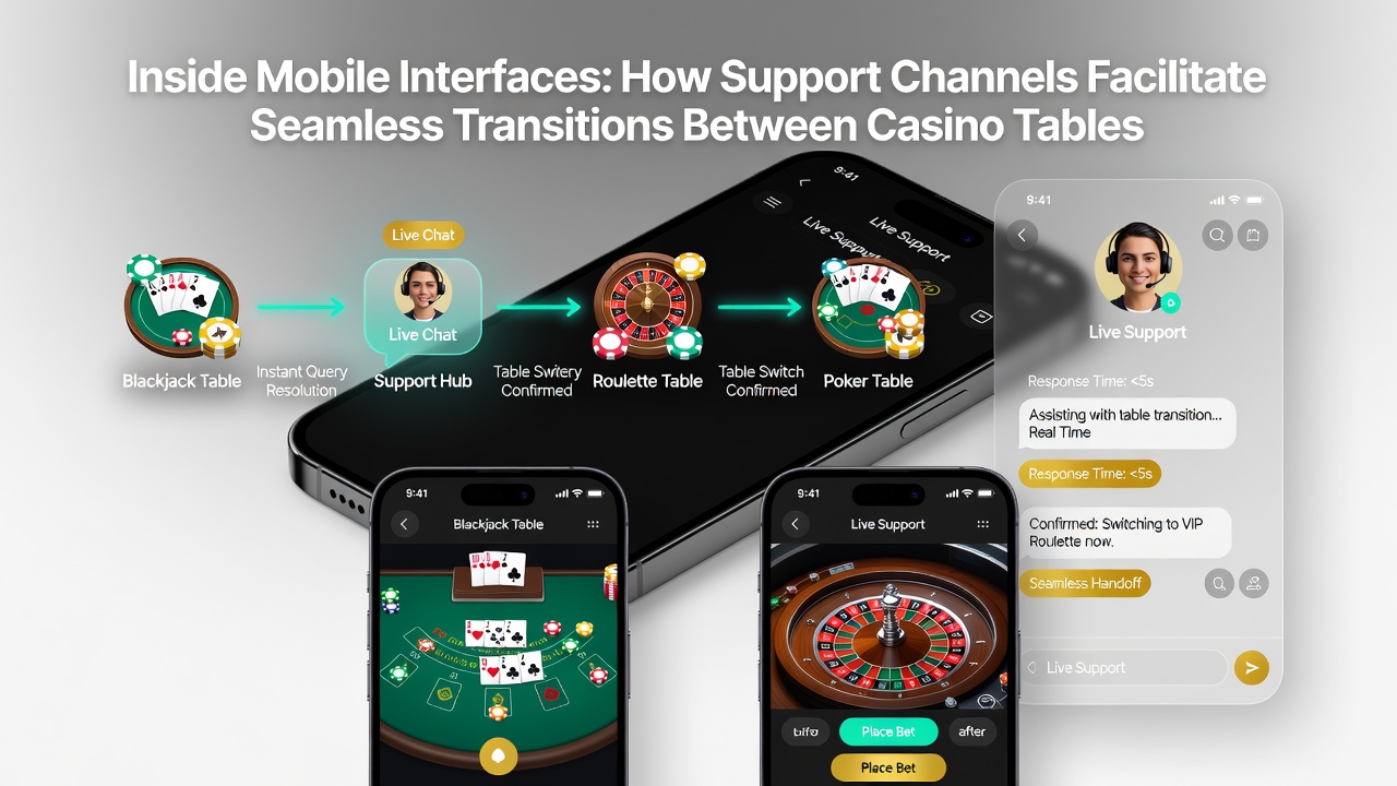 Support agent assisting user via in-app chat during transition between live sports odds and casino game lobby on mobile screen