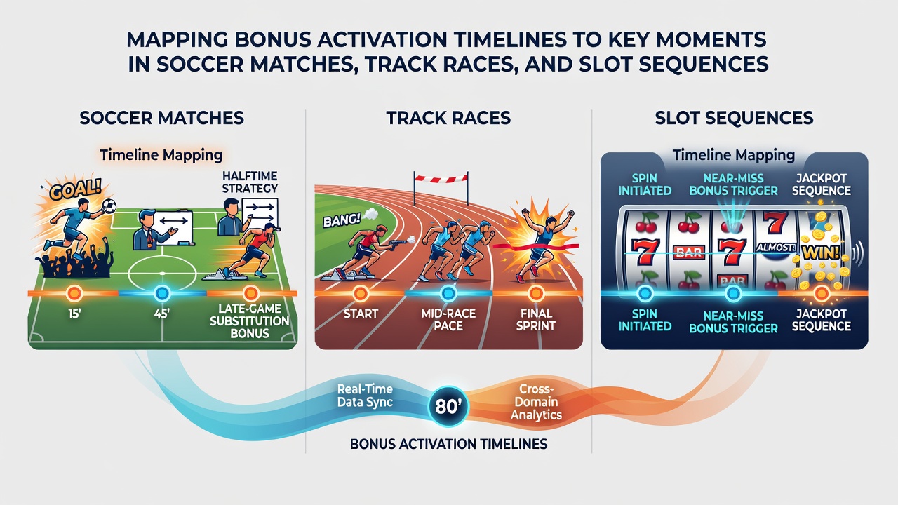 Mobile slot game screen showing bonus round activation synced with a track race finish notification