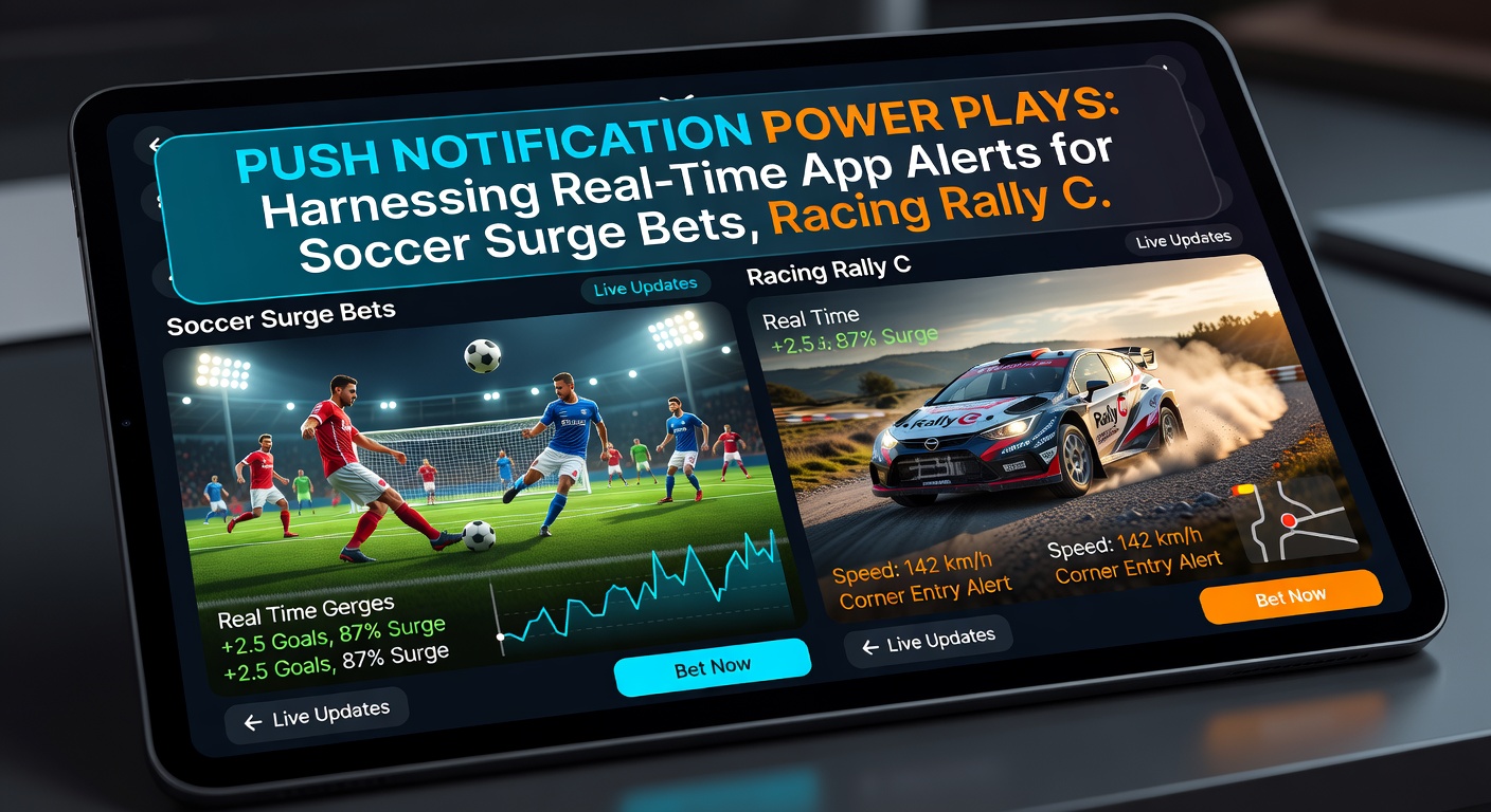Close-up of a smartphone screen showing push notification overlays for a live horse race finish, soccer goal alert, and casino slot jackpot surge during peak betting hours