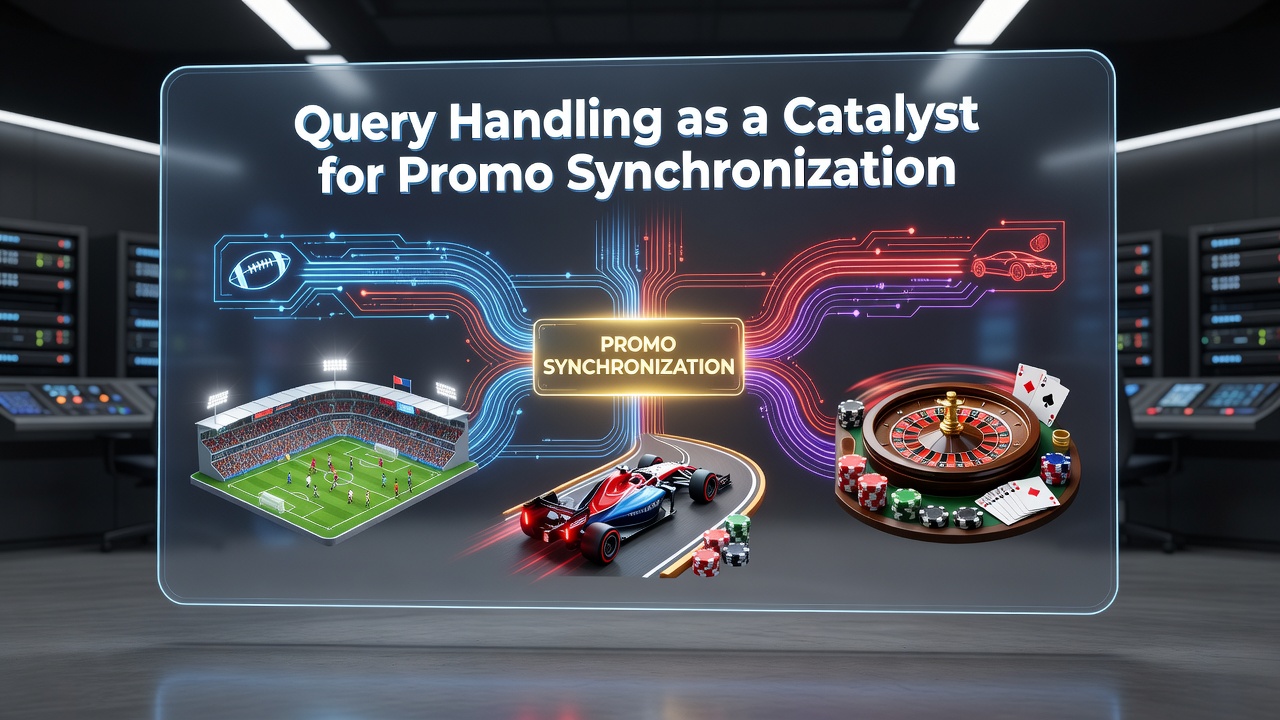 Dashboard view of query management tools syncing promotions across football, racing, and casino mobile interfaces